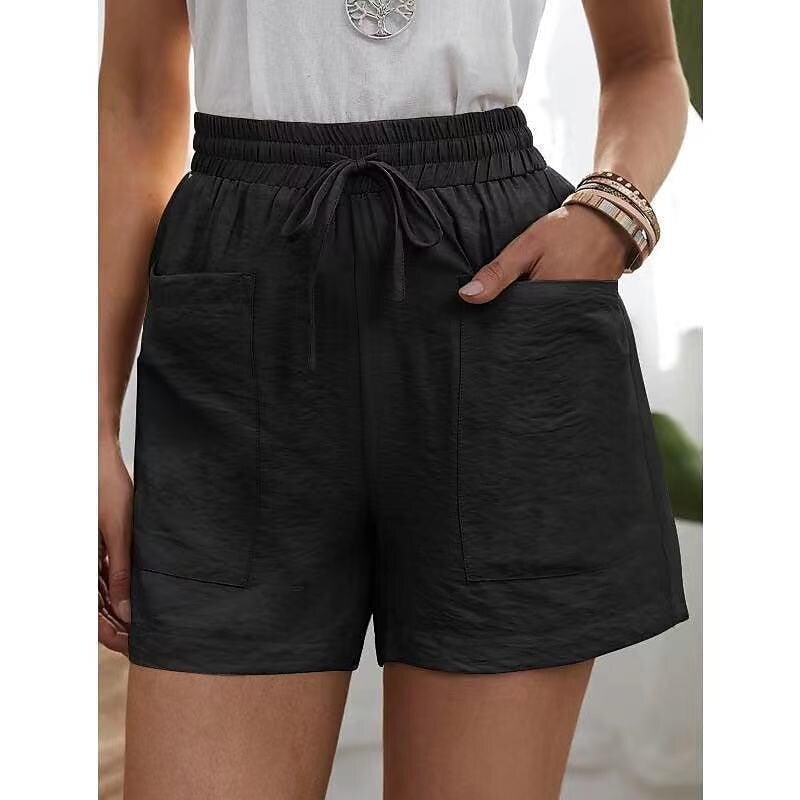 ✨Women's High-Waist Drawstring Breathable Shorts - Loose Fit, Cotton Blend, Drawstring Waist👖