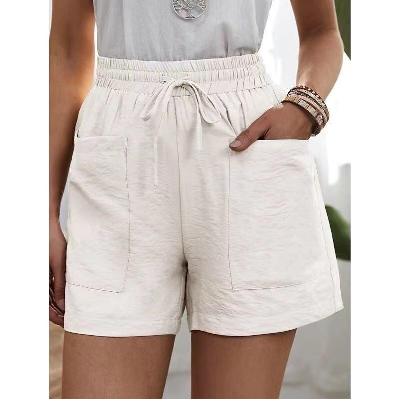 ✨Women's High-Waist Drawstring Breathable Shorts - Loose Fit, Cotton Blend, Drawstring Waist👖