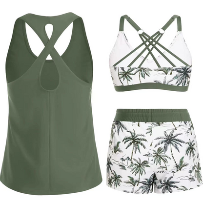 ✨Women's 3-Piece Swimsuit Tankini Set with Shorts