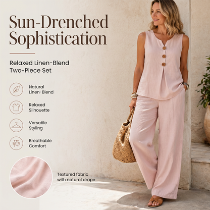 💕Women's Sleeveless Button Top and Loose Pants Set