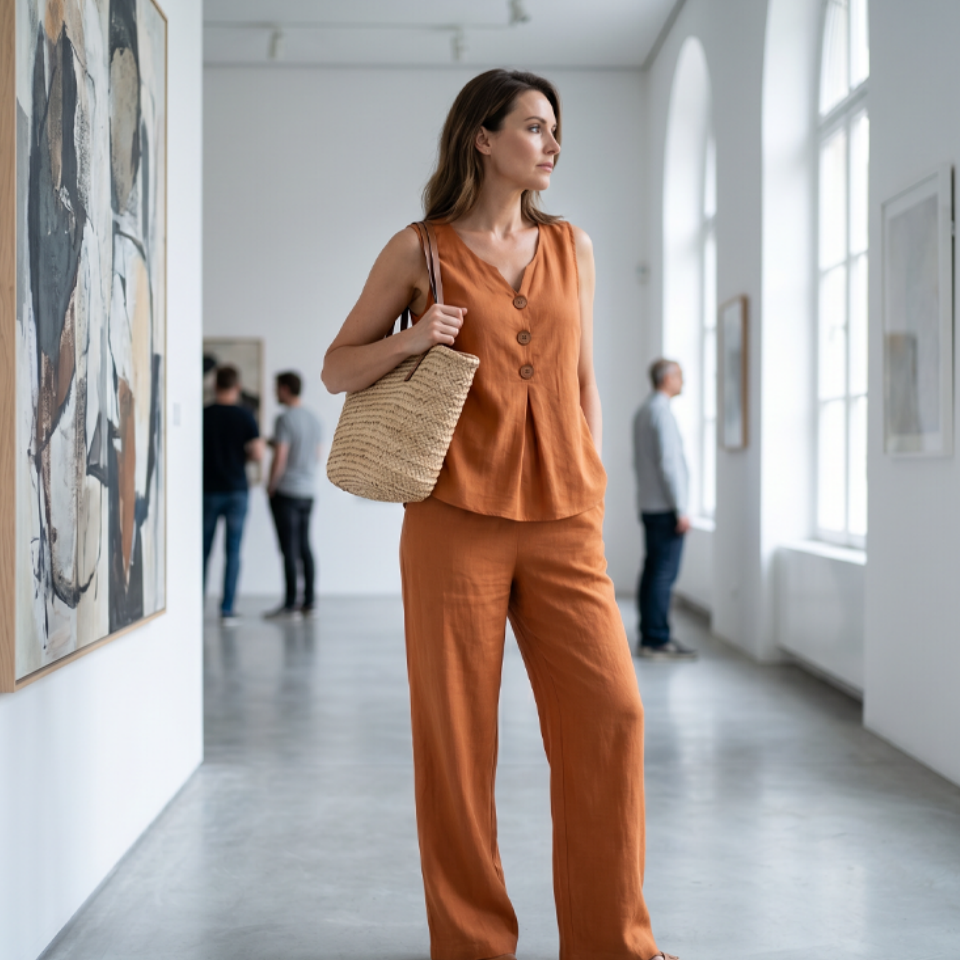💕Women's Sleeveless Button Top and Loose Pants Set