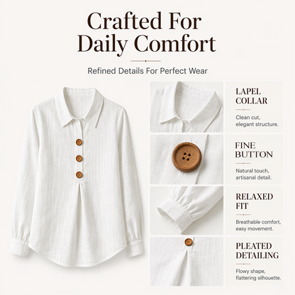 👚 Elegant button-down blouse with a wing collar—timeless and stylish for the office and everyday wear