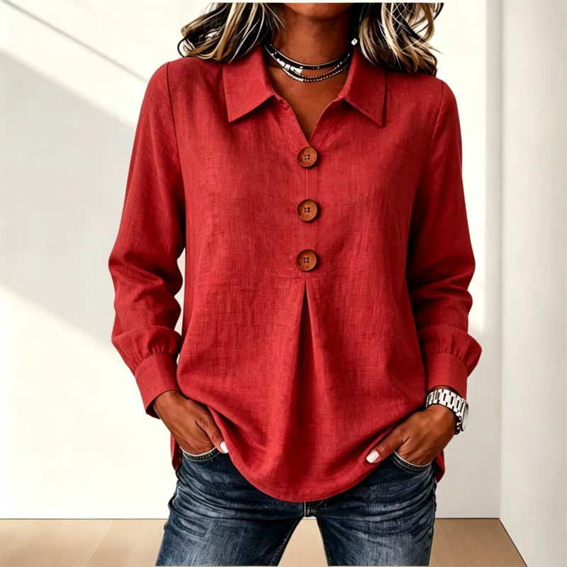 👚 Elegant button-down blouse with a wing collar—timeless and stylish for the office and everyday wear