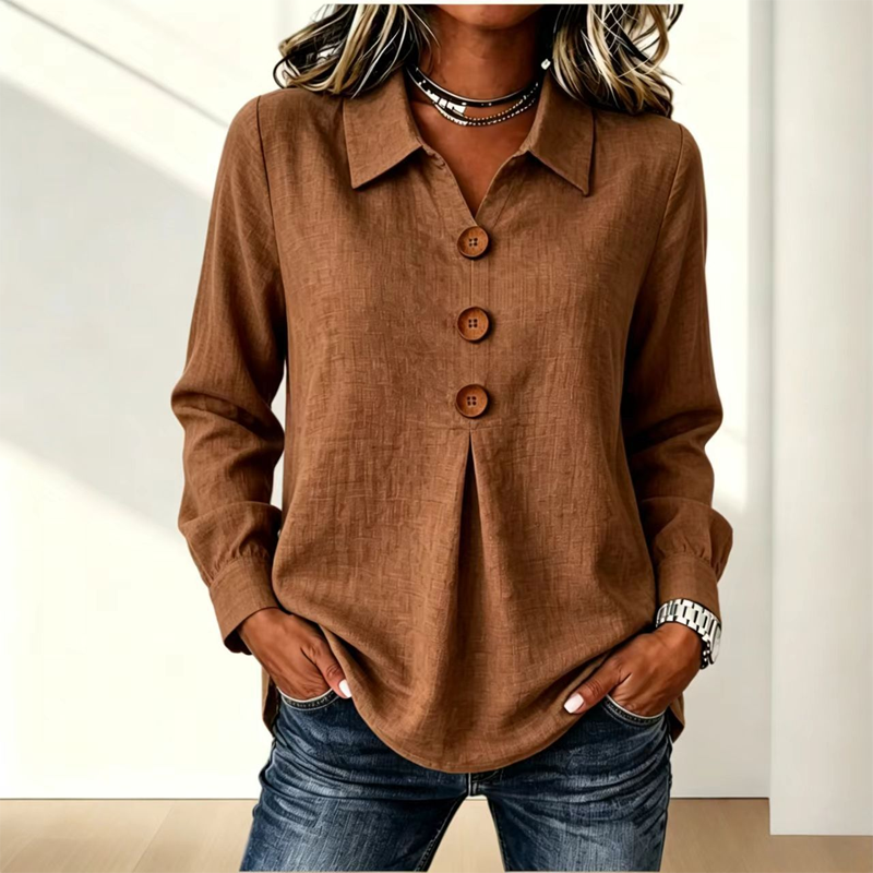 👚 Elegant button-down blouse with a wing collar—timeless and stylish for the office and everyday wear
