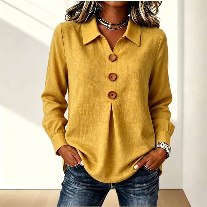 👚 Elegant button-down blouse with a wing collar—timeless and stylish for the office and everyday wear