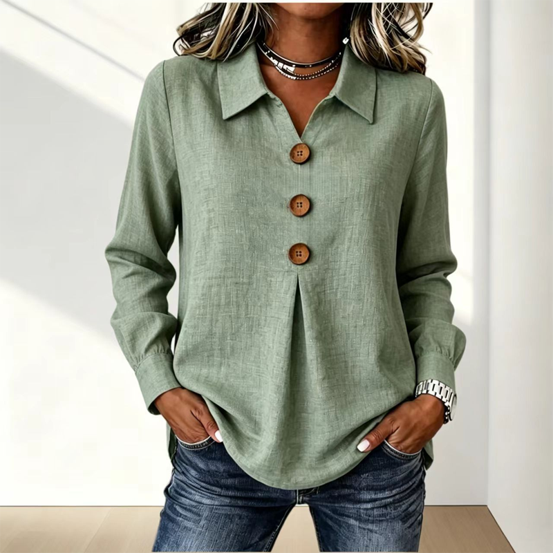 👚 Elegant button-down blouse with a wing collar—timeless and stylish for the office and everyday wear