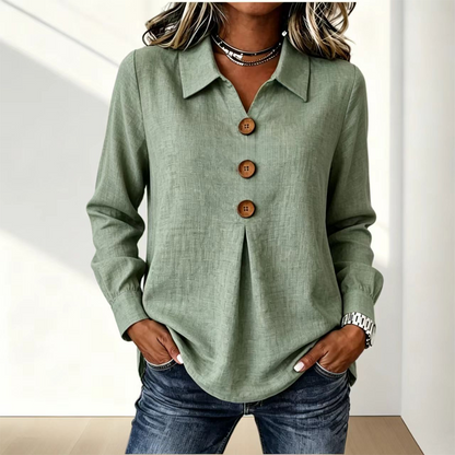 👚 Elegant button-down blouse with a wing collar—timeless and stylish for the office and everyday wear