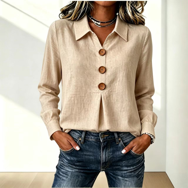 👚 Elegant button-down blouse with a wing collar—timeless and stylish for the office and everyday wear