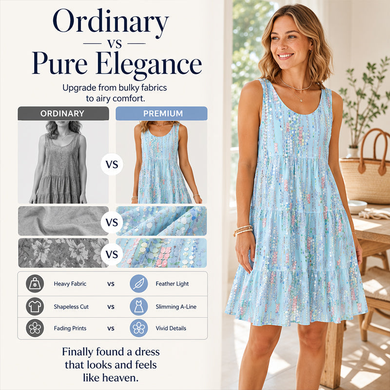 ⌛Limited-Time Offer-Women's Sleeveless O-Neck Tiered Midi Dress