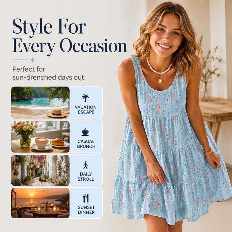 ⌛Limited-Time Offer-Women's Sleeveless O-Neck Tiered Midi Dress