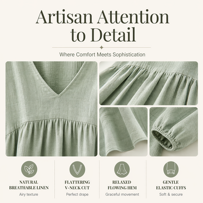 Women's V-Neck Pleated Maxi Dress