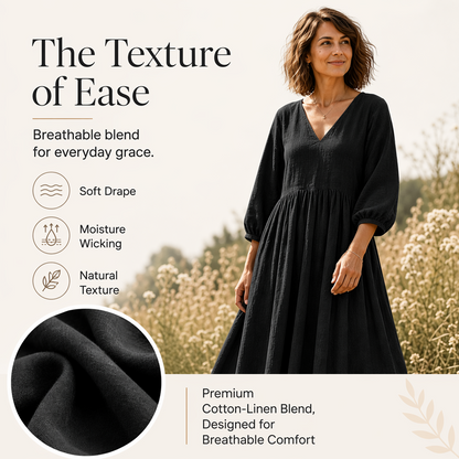 Women's V-Neck Pleated Maxi Dress