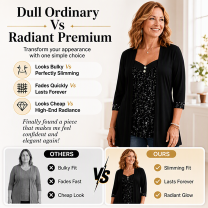✨👚Mock Layered Top with Sequin Detail – Eye-Catching Shine & Versatile Wear for Any Occasion