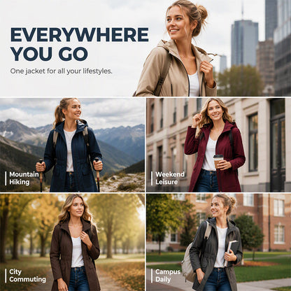 🌧️ Rain-Ready Comfort | Women's Water-Resistant Hooded Drawstring Jacket