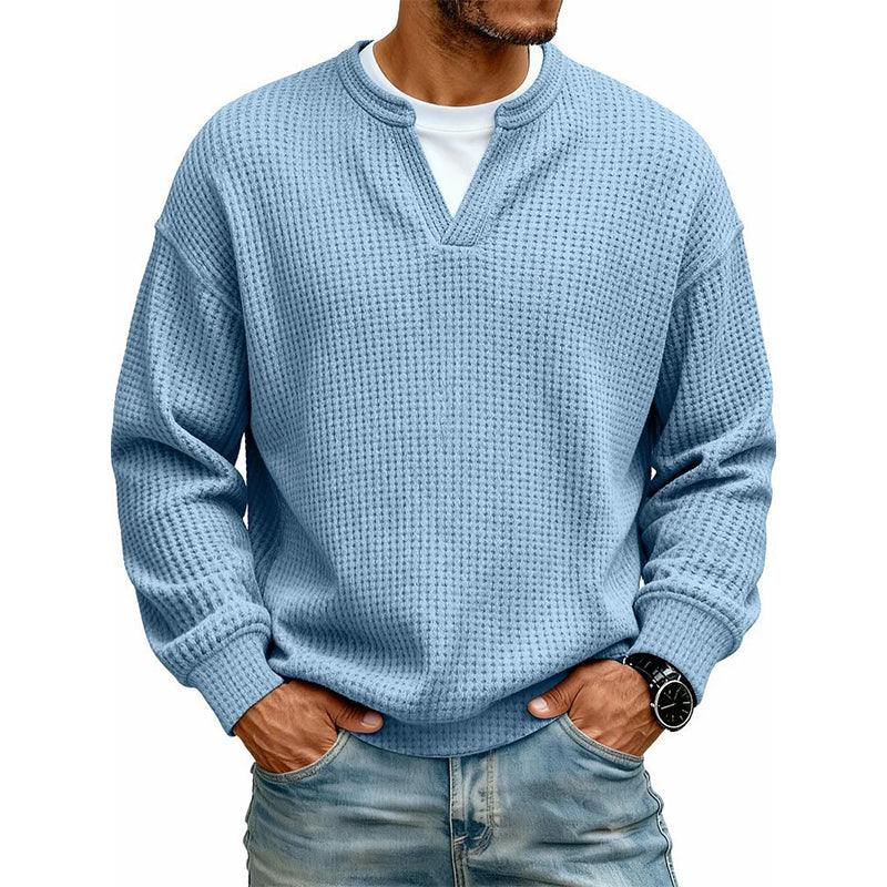 ✨ Timeless Comfort | Men's Textured Waffle Layered-Look Long-Sleeve Tee