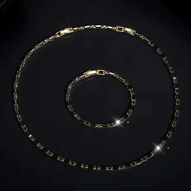 ⚡ Sparkling Jewelry Set for Men – Cubic Zircon Necklace & Bracelet Set