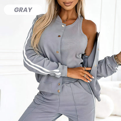 ✨ Effortless Versatility | Women's Jacket, Tank Top & Pants 3-Piece Set
