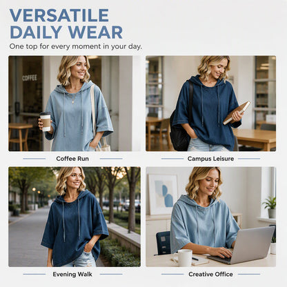 Women's Casual Loose Denim Hoodie