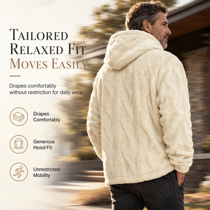 ❄️ Winter-Ready Comfort | Men's Fleece-Lined Jacquard Hooded Pullover