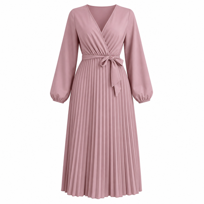 👗✨Women's Elegant Crossover V Neck Pleated Maxi Dress✨