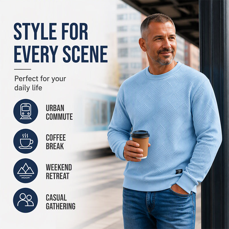💥Men's Casual Jacquard Crewneck Sweatshirt