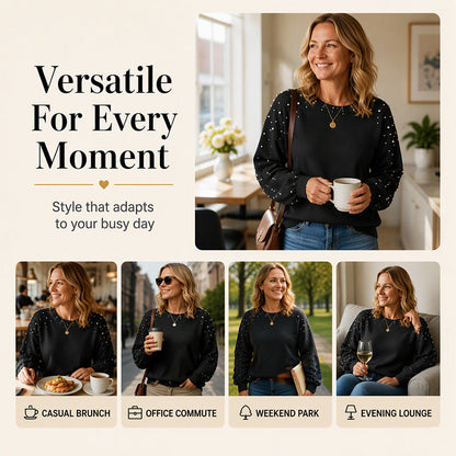 Women's Elegant Pearl Beaded Knit Sweater