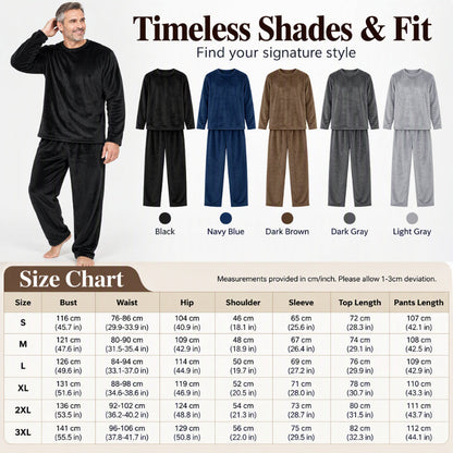 🌙 All-Night Warmth, Soft Velvet Feel | Men's Cozy Thermal Velvet Pajama Set🔥