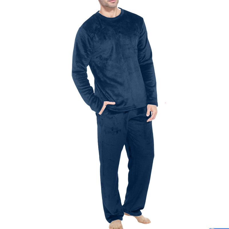 🌙 All-Night Warmth, Soft Velvet Feel | Men's Cozy Thermal Velvet Pajama Set🔥