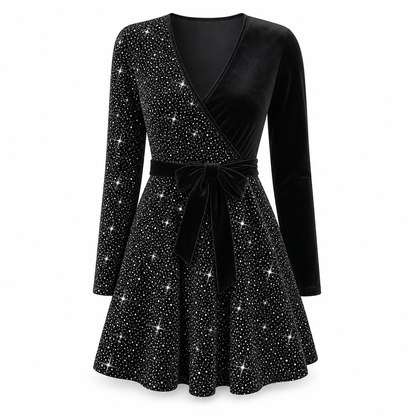 Sexy Women's V-Neck Asymmetrical Hem Sequin Dress – Glamorous & Party-Ready
