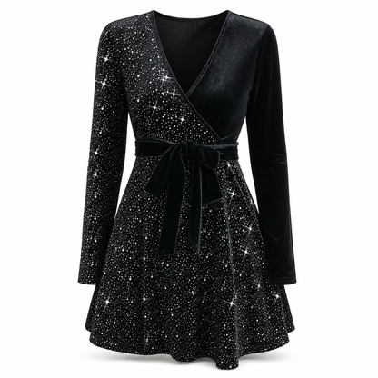 Sexy Women's V-Neck Asymmetrical Hem Sequin Dress – Glamorous & Party-Ready