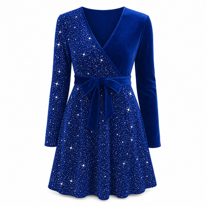 Sexy Women's V-Neck Asymmetrical Hem Sequin Dress – Glamorous & Party-Ready