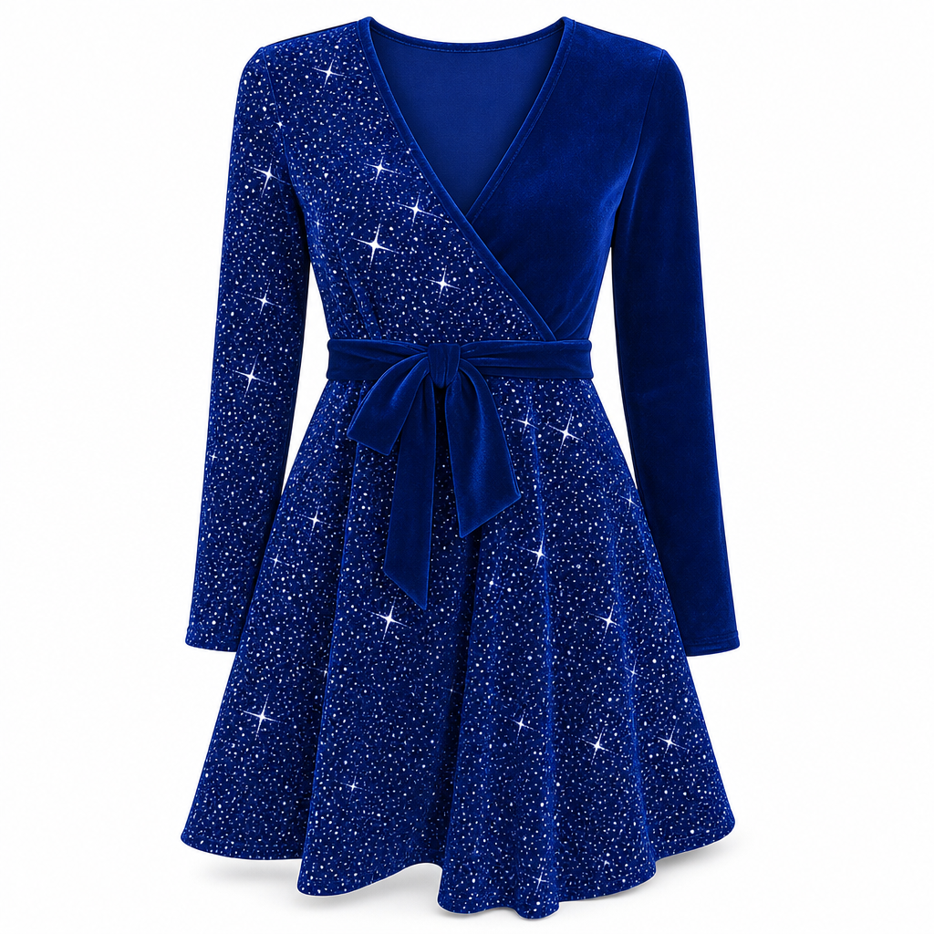 Sexy Women's V-Neck Asymmetrical Hem Sequin Dress – Glamorous & Party-Ready