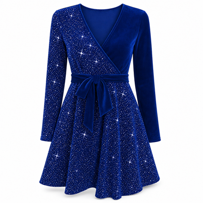 Sexy Women's V-Neck Asymmetrical Hem Sequin Dress – Glamorous & Party-Ready