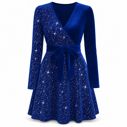 Sexy Women's V-Neck Asymmetrical Hem Sequin Dress – Glamorous & Party-Ready