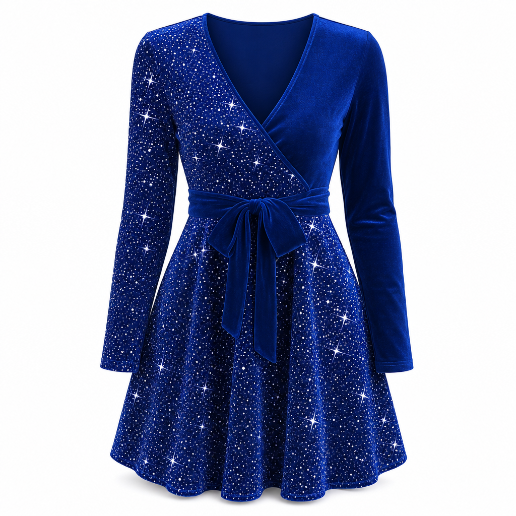 Sexy Women's V-Neck Asymmetrical Hem Sequin Dress – Glamorous & Party-Ready