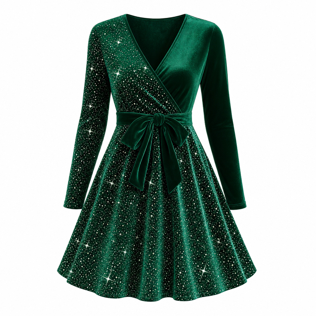 Sexy Women's V-Neck Asymmetrical Hem Sequin Dress – Glamorous & Party-Ready