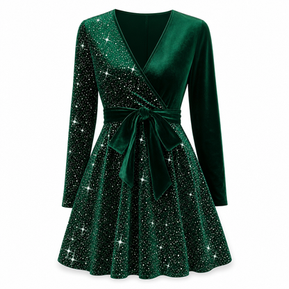 Sexy Women's V-Neck Asymmetrical Hem Sequin Dress – Glamorous & Party-Ready