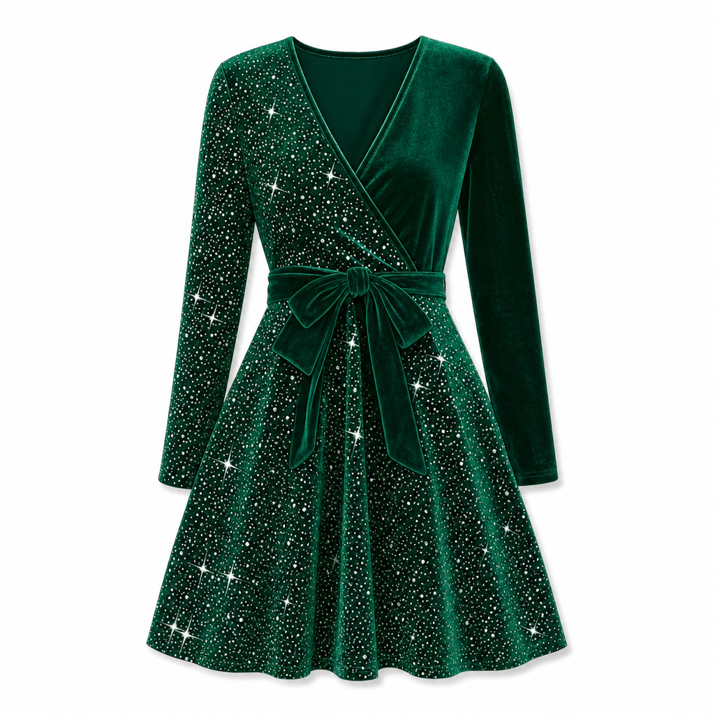 Sexy Women's V-Neck Asymmetrical Hem Sequin Dress – Glamorous & Party-Ready