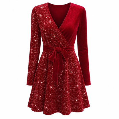 Sexy Women's V-Neck Asymmetrical Hem Sequin Dress – Glamorous & Party-Ready