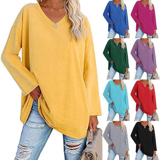 🔥Women's loose long sleeve fashion V-neck knit top🔥