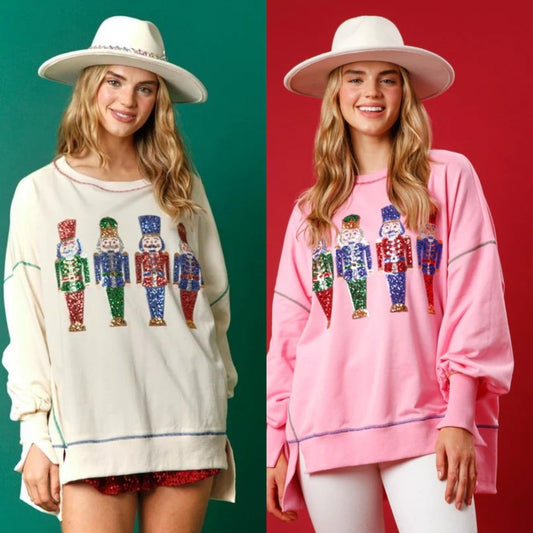 🔥Hot Sales - 49% OFF🔥Christmas sequin print crew neck long sleeve sweatshirt