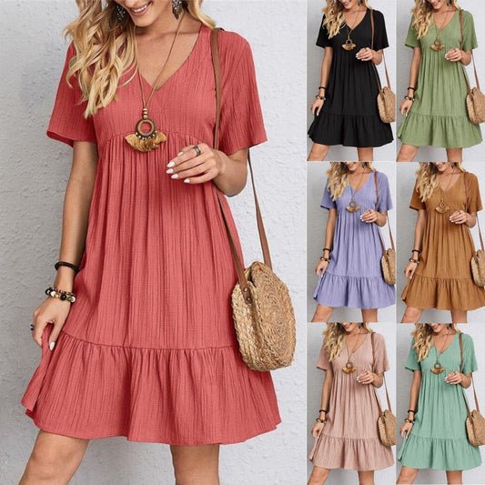 🔥Hot Sale 50% OFF🔥Retro V-neck Loose Casual Dress🎁Buy 2 Save 10%&Free Shipping